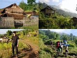 
After breakfast, we started our trek from Sheka in sunny weather, passing the local houses with their terraced fields.
